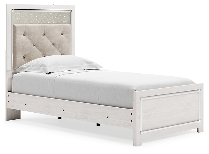 Altyra Twin Panel Bed with Mirrored Dresser JR Furniture Store