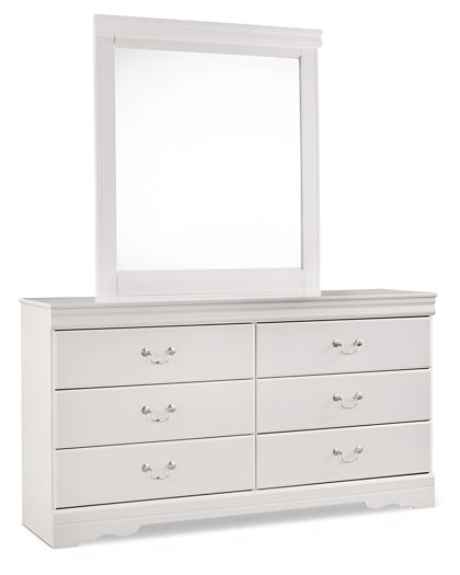 Anarasia Full Sleigh Headboard with Mirrored Dresser and 2 Nightstands JR Furniture Store