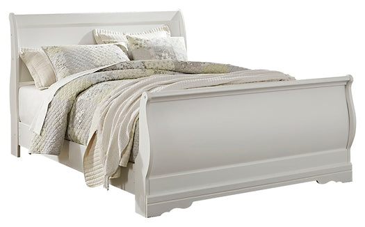 Anarasia Queen Sleigh Bed with Mirrored Dresser, Chest and 2 Nightstands JR Furniture Store