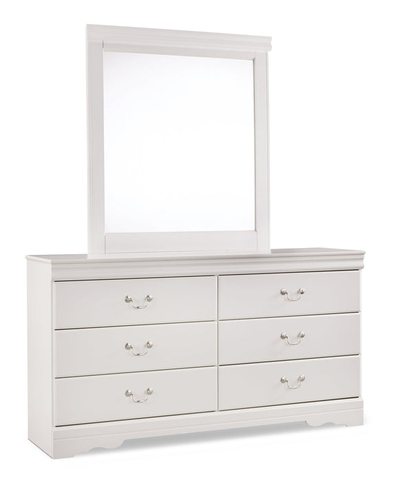 Anarasia Queen Sleigh Headboard with Mirrored Dresser JR Furniture Store