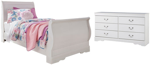 Anarasia Twin Sleigh Bed with Dresser JR Furniture Store