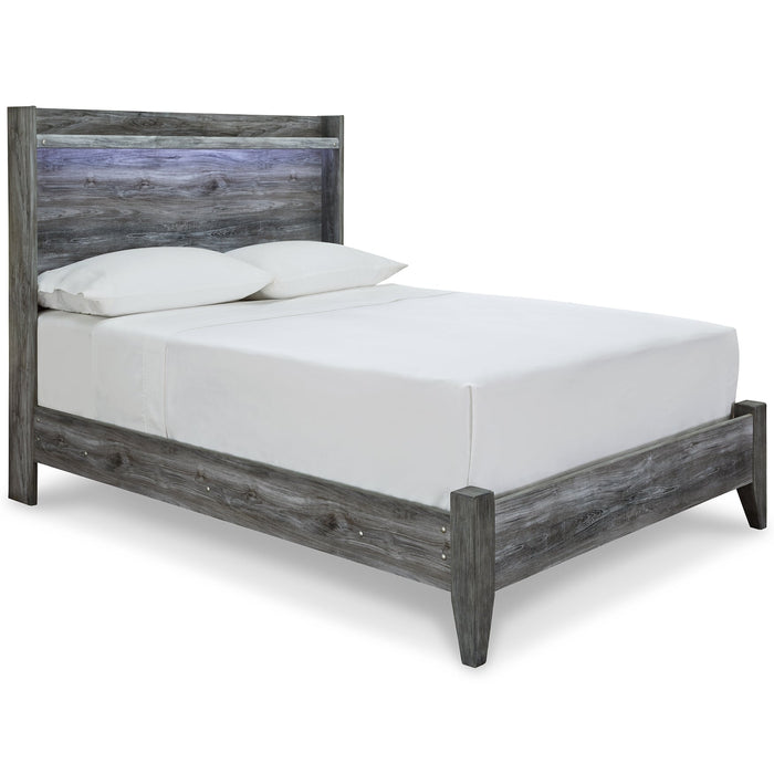 Baystorm Full Panel Bed with Mirrored Dresser JR Furniture Store