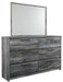 Baystorm Full Panel Bed with Mirrored Dresser and Nightstand JR Furniture Store