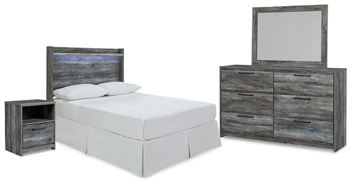 Baystorm Full Panel Headboard with Mirrored Dresser and Nightstand JR Furniture Store