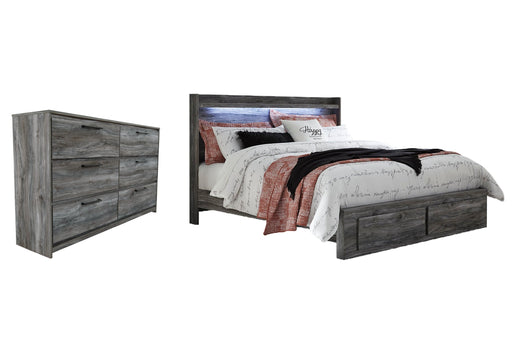 Baystorm King Panel Bed with 2 Storage Drawers with Dresser JR Furniture Store