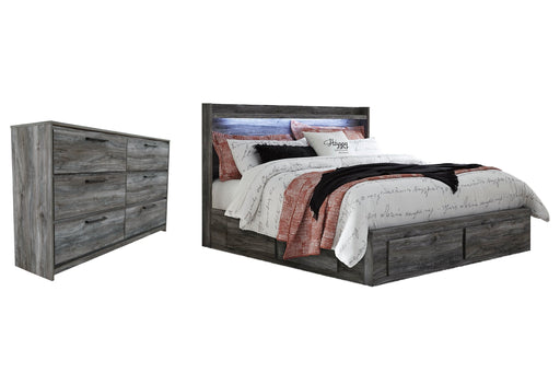 Baystorm King Panel Bed with 4 Storage Drawers with Dresser JR Furniture Store