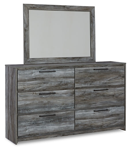 Baystorm King Panel Headboard with Mirrored Dresser JR Furniture Store