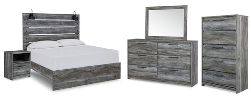 Baystorm Queen Panel Bed with Mirrored Dresser, Chest and Nightstand JR Furniture Store