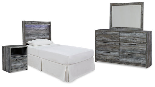 Baystorm Twin Panel Headboard with Mirrored Dresser and Nightstand JR Furniture Store