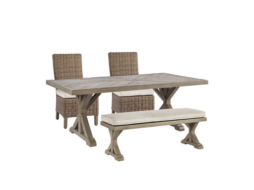 Beachcroft Outdoor Dining Table and 2 Chairs and 2 Benches JR Furniture Store