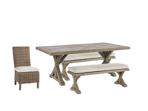 Beachcroft Outdoor Dining Table and 4 Chairs and Bench JR Furniture Store