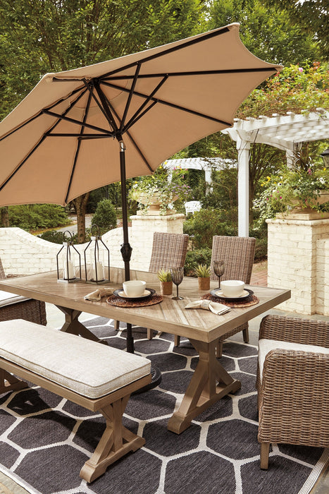 Beachcroft Outdoor Dining Table and 4 Chairs and Bench JR Furniture Store
