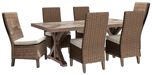 Beachcroft Outdoor Dining Table and 6 Chairs JR Furniture Store