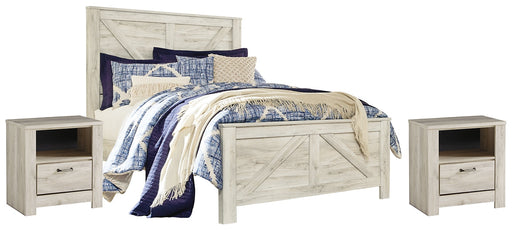 Bellaby Queen Crossbuck Panel Bed with 2 Nightstands JR Furniture Store