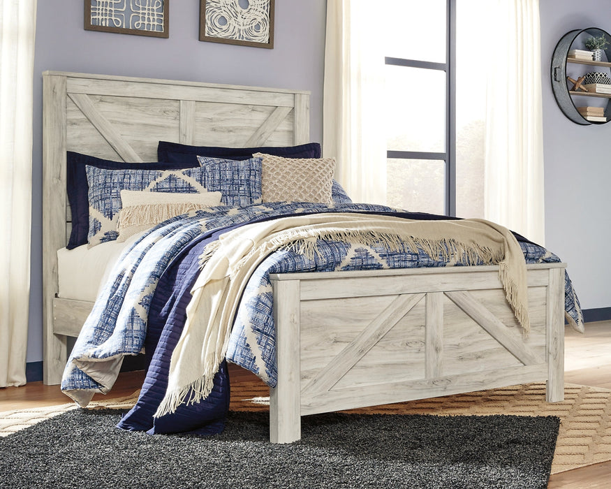 Bellaby Queen Crossbuck Panel Bed with 2 Nightstands JR Furniture Store