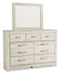 Bellaby Queen Crossbuck Panel Bed with Mirrored Dresser and Chest JR Furniture Store