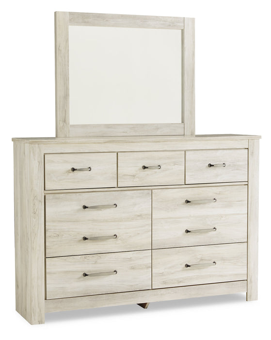 Bellaby Queen Panel Bed with Mirrored Dresser and Chest JR Furniture Store