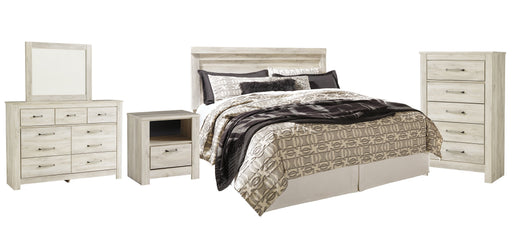 Bellaby Queen Panel Headboard with Mirrored Dresser, Chest and Nightstand JR Furniture Store