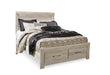 Bellaby Queen Platform Bed with 2 Storage Drawers with Mirrored Dresser and 2 Nightstands JR Furniture Store