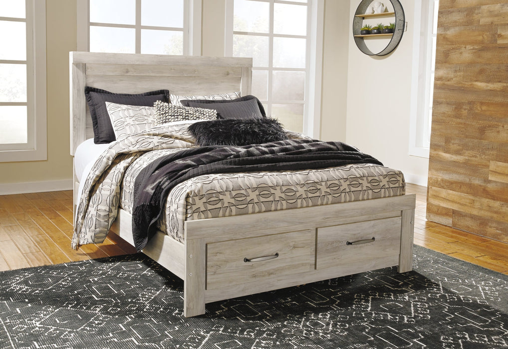 Bellaby Queen Platform Bed with 2 Storage Drawers with Mirrored Dresser and Chest JR Furniture Store