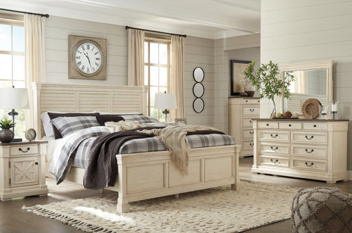 Bolanburg California King Panel Bed with Mirrored Dresser, Chest and 2 Nightstands JR Furniture Store