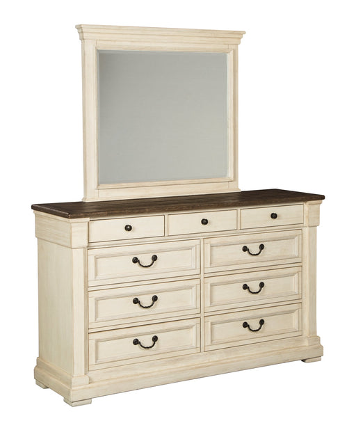 Bolanburg California King Panel Bed with Mirrored Dresser JR Furniture Store