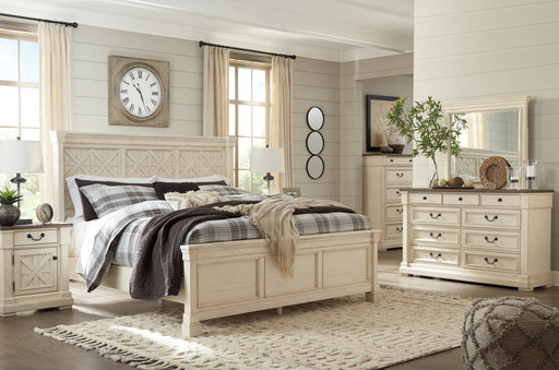Bolanburg King Panel Bed with Mirrored Dresser, Chest and 2 Nightstands JR Furniture Store
