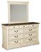 Bolanburg King Panel Bed with Mirrored Dresser JR Furniture Store