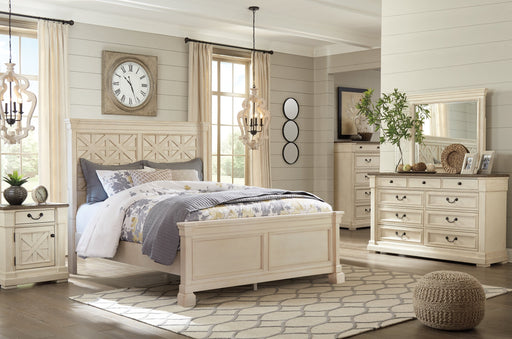 Bolanburg Queen Panel Bed with Mirrored Dresser and Chest JR Furniture Store
