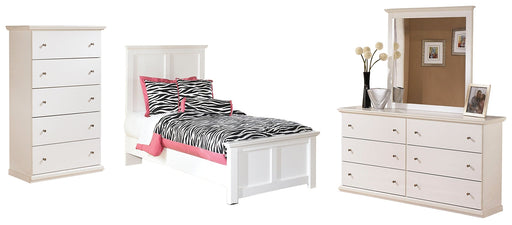 Bostwick Shoals Twin Panel Bed with Mirrored Dresser and 2 Nightstands JR Furniture Store