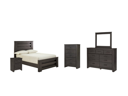 Brinxton Full Panel Bed with Mirrored Dresser, Chest and Nightstand JR Furniture Store