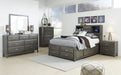 Caitbrook Queen Storage Bed with 8 Storage Drawers with Mirrored Dresser, Chest and Nightstand JR Furniture Store