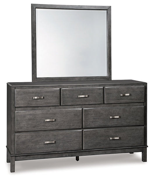 Caitbrook Queen Storage Bed with 8 Storage Drawers with Mirrored Dresser and 2 Nightstands JR Furniture Store