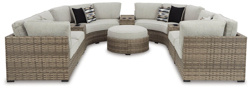 Calworth Outdoor 9-Piece Sectional with Ottoman JR Furniture Store