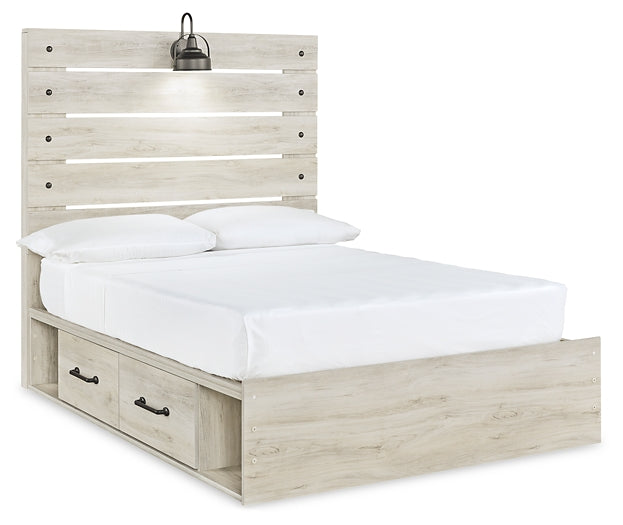 Cambeck Full Panel Bed with 4 Storage Drawers with Mirrored Dresser and Chest JR Furniture Store