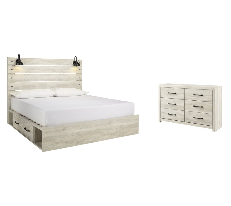 Cambeck King Panel Bed with 4 Storage Drawers with Dresser JR Furniture Store