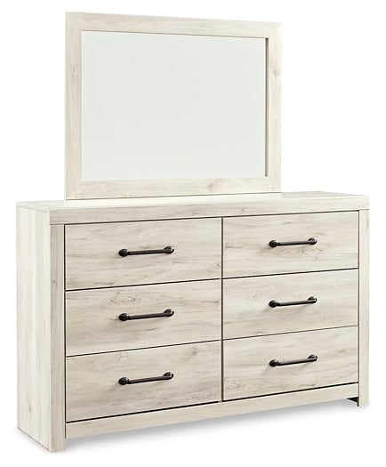 Cambeck King Upholstered Panel Bed with Mirrored Dresser, Chest and Nightstand JR Furniture Store