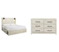 Cambeck Queen Panel Bed with 2 Storage Drawers with Dresser JR Furniture Store