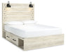 Cambeck Queen Panel Bed with 2 Storage Drawers with Mirrored Dresser and 2 Nightstands JR Furniture Store