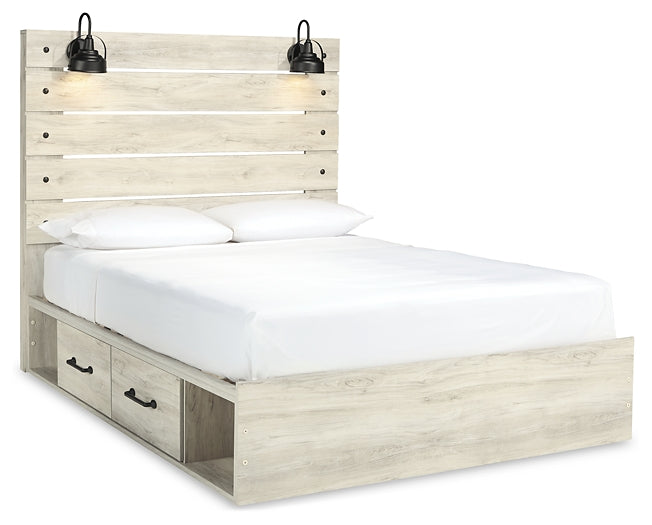 Cambeck Queen Panel Bed with 2 Storage Drawers with Mirrored Dresser and Nightstand JR Furniture Store