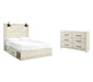 Cambeck Queen Panel Bed with 4 Storage Drawers with Dresser JR Furniture Store