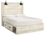 Cambeck Queen Panel Bed with 4 Storage Drawers with Mirrored Dresser and 2 Nightstands JR Furniture Store