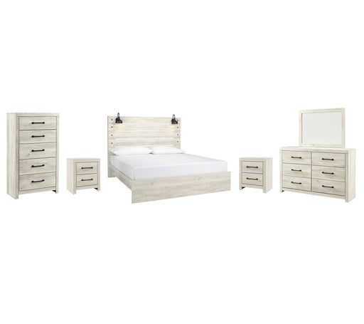 Cambeck Queen Panel Bed with Mirrored Dresser, Chest and 2 Nightstands JR Furniture Store