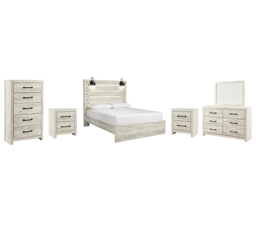 Cambeck Queen Panel Bed with Mirrored Dresser, Chest and 2 Nightstands JR Furniture Store