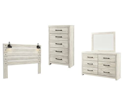 Cambeck Queen Panel Headboard with Mirrored Dresser, Chest and Nightstand JR Furniture Store