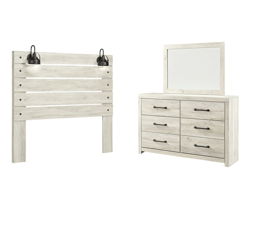 Cambeck Queen Panel Headboard with Mirrored Dresser JR Furniture Store