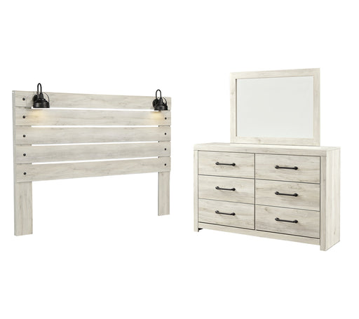 Cambeck Queen Panel Headboard with Mirrored Dresser JR Furniture Store
