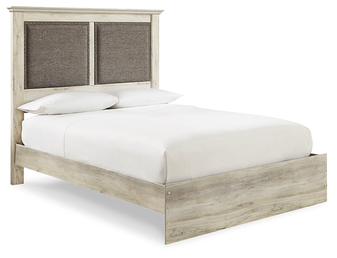 Cambeck Queen Upholstered Panel Bed with Mirrored Dresser, Chest and 2 Nightstands JR Furniture Store