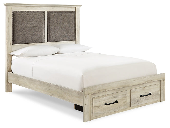 Cambeck Queen Upholstered Panel Headboard with Mirrored Dresser, Chest and 2 Nightstands JR Furniture Store