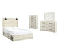 Cambeck Twin Panel Bed with 4 Storage Drawers with Mirrored Dresser and Chest JR Furniture Store